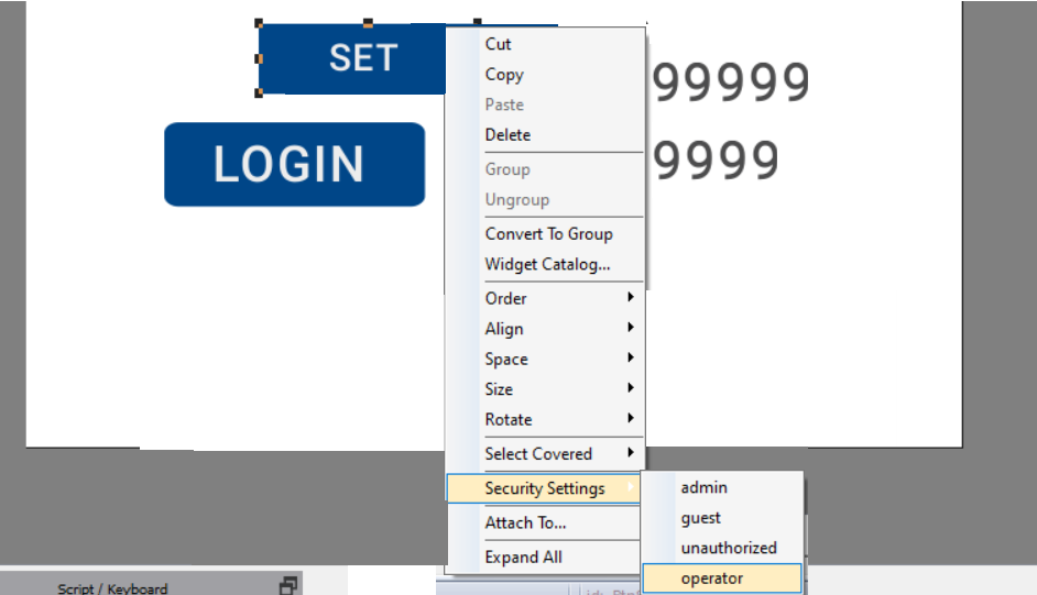 how to assign widget permission of ABB HMI